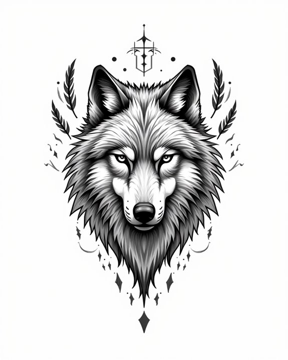 energetic wolf line art