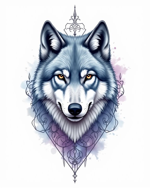 ethereal wolf watercolor art