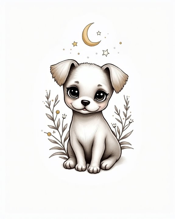 expressive artistic dog tattoo