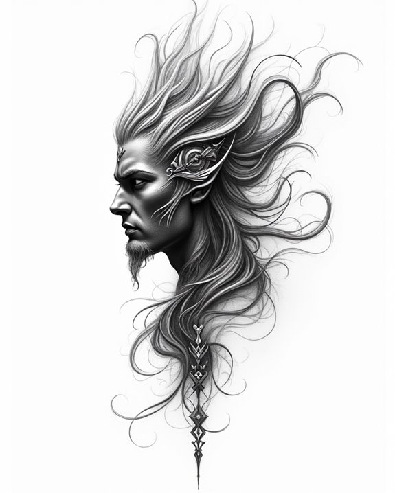 expressive brushstroke warrior tattoo