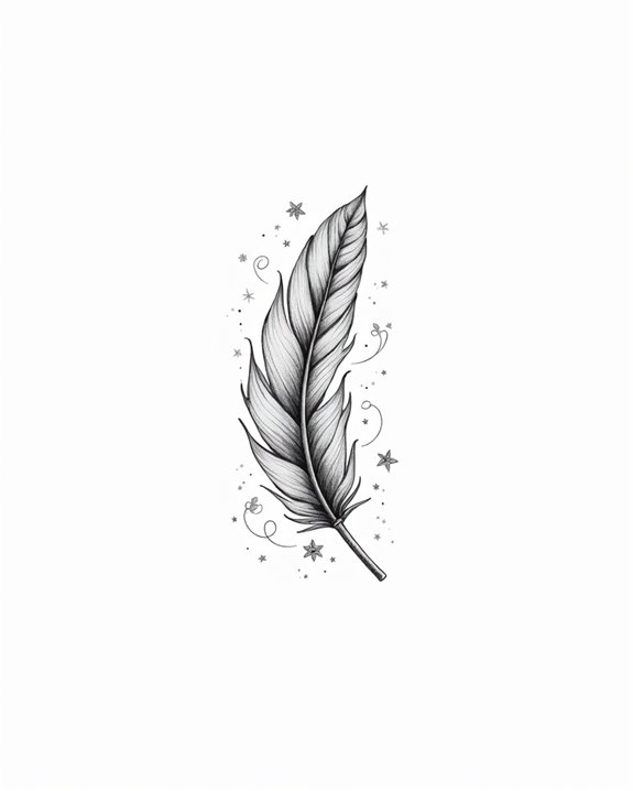 expressive hand drawn feather art