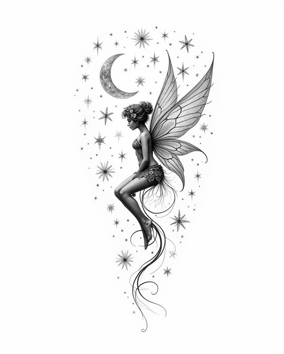 fairy glowing among stars