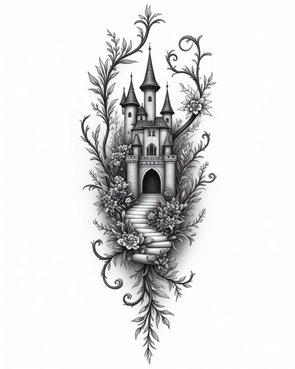 fairy tale castle tattoo