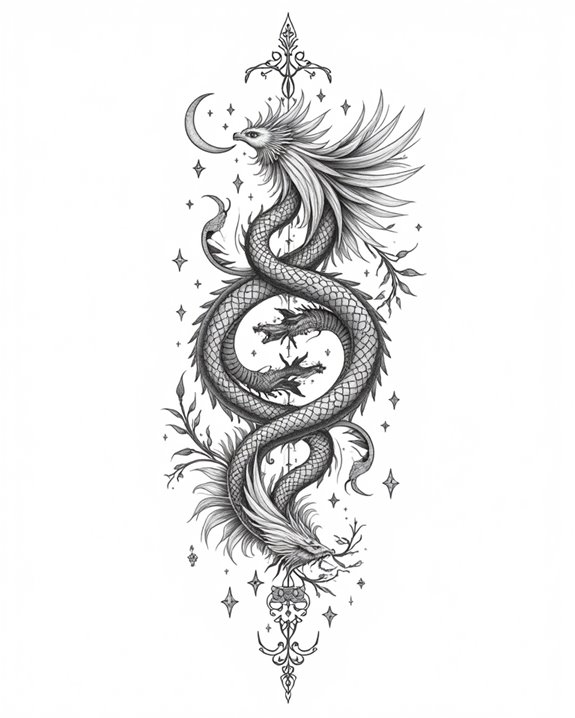 fantasy creatures enhance vibrant tattoos
