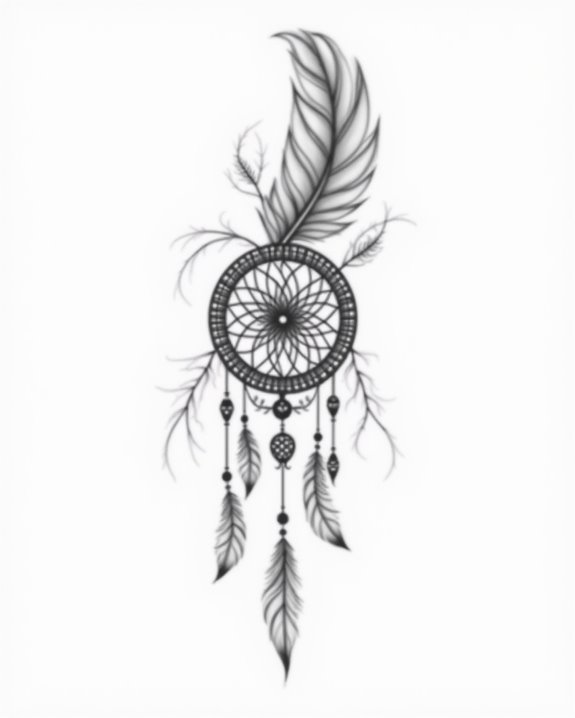 feather dreamcatcher forearm tattoo