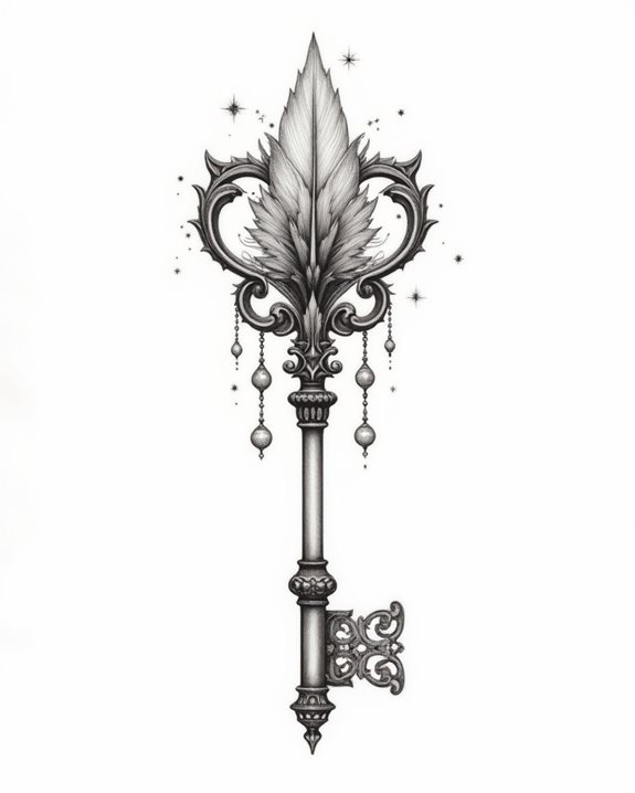 feathered ethereal key tattoos