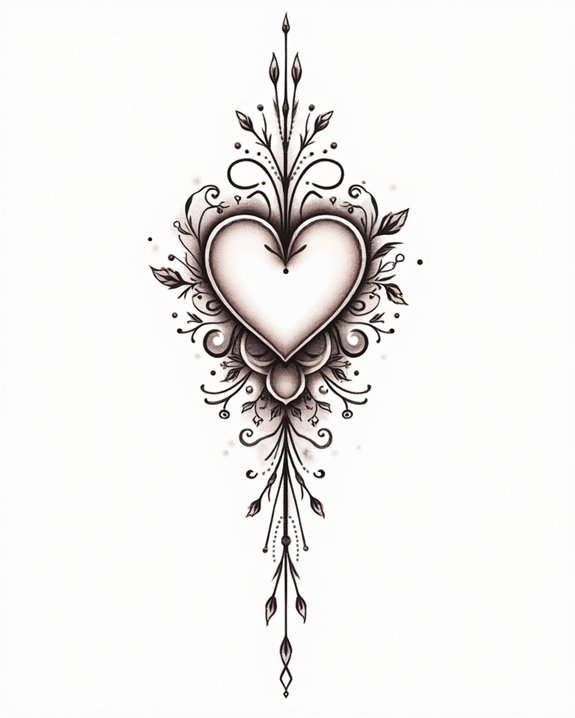feminine love heart tattoos
