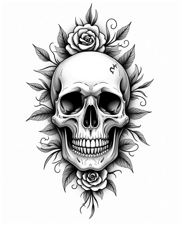 feminine vintage skull design