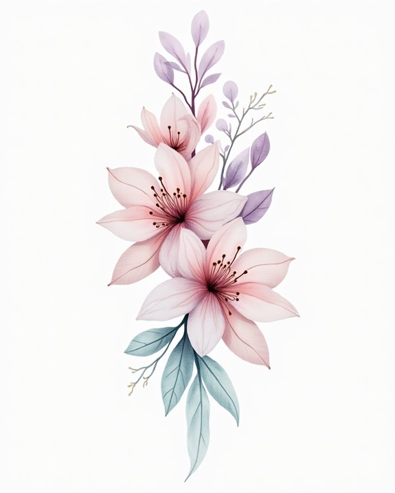 feminine watercolor flowing motifs