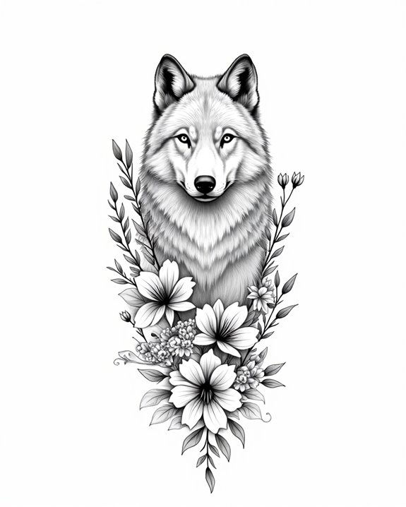 feminine wolf floral grace