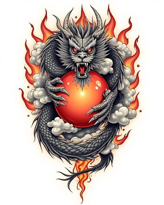fierce fiery dragon design