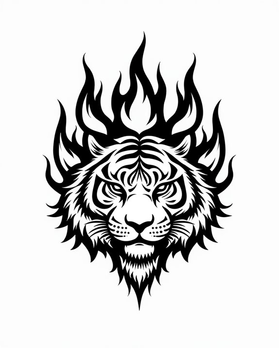 fierce flaming tiger tattoo