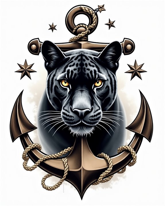 fierce nautical panther tattoo