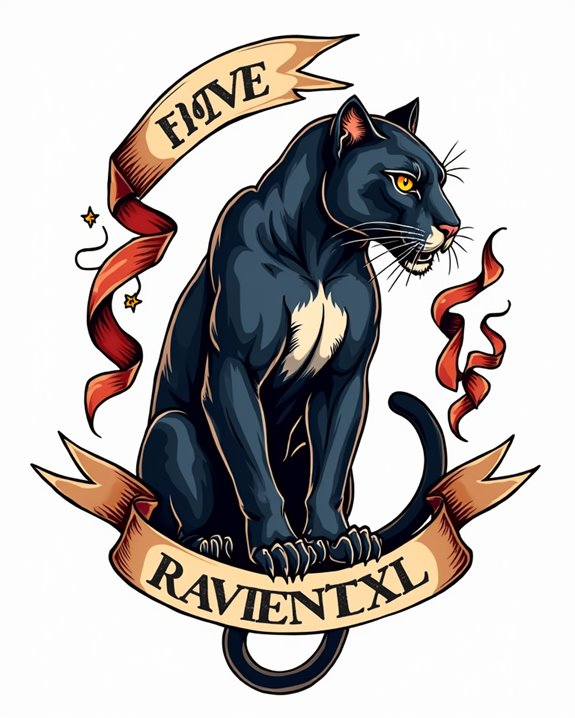 fierce panther with banners