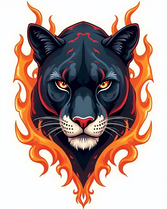 fiery mystical panther tattoo