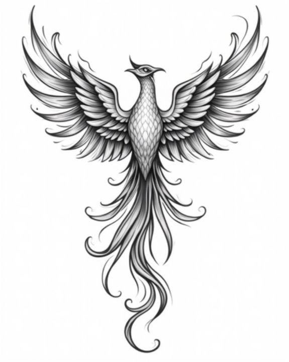 fiery soaring phoenix tattoo