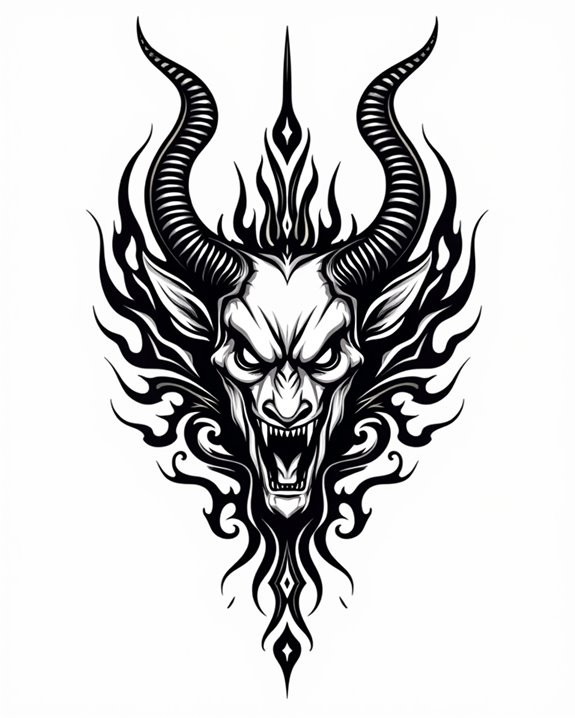 fiery tribal devil tattoo