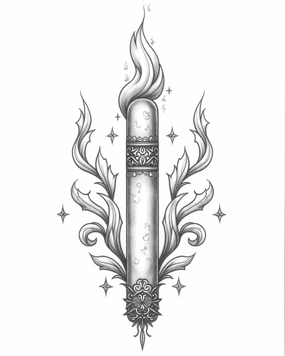 fiery vintage cigar illustration