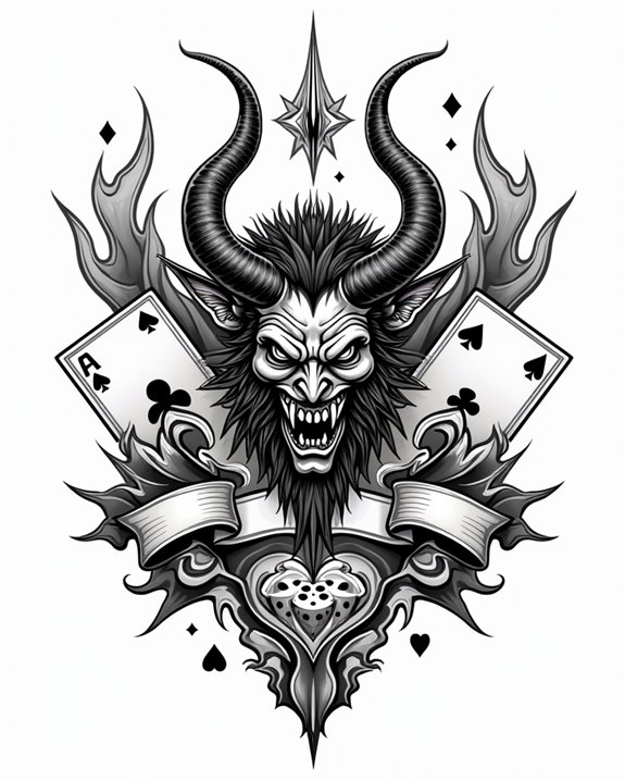 flamboyant devil with cards