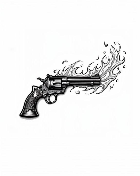 flaming pistol symbolizes power
