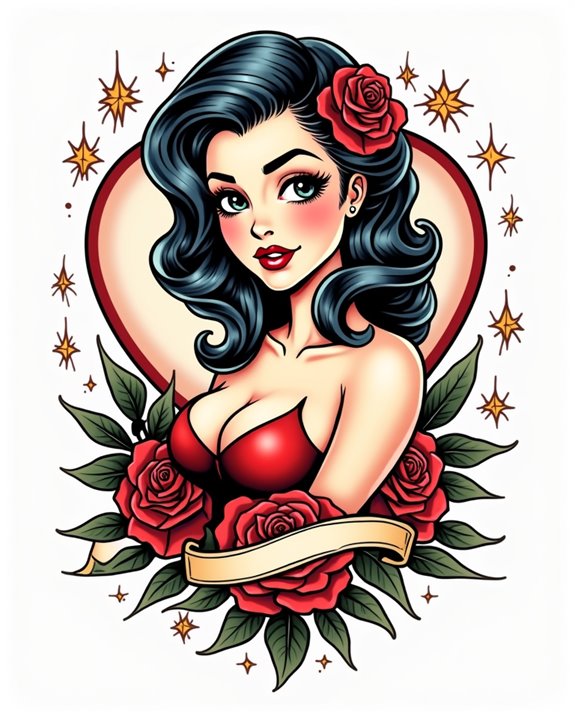 flaming retro pinup girl