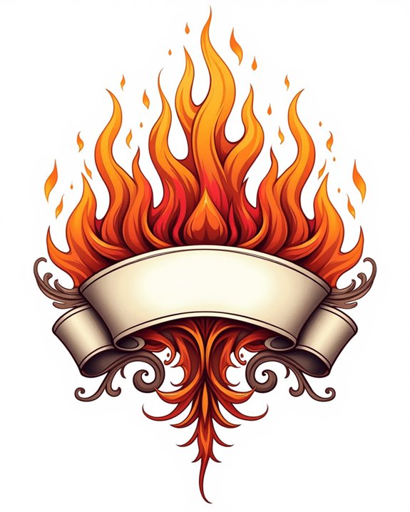 flaming vintage banner tattoos