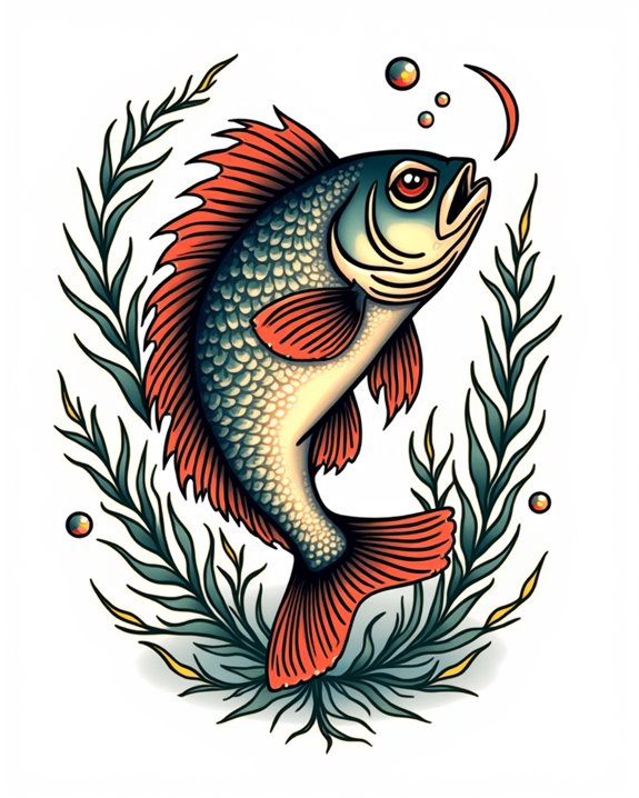 flat intricate fish patterns
