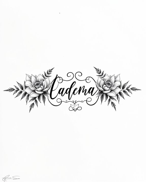 floral accents enhance name tattoos