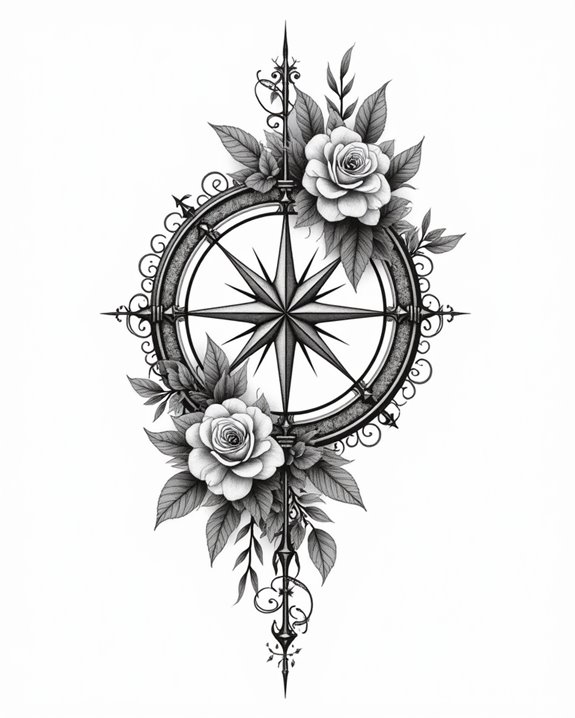floral compass tattoo symbolism