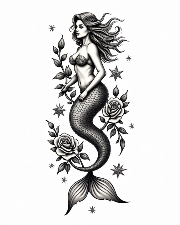 floral embellished classic mermaids