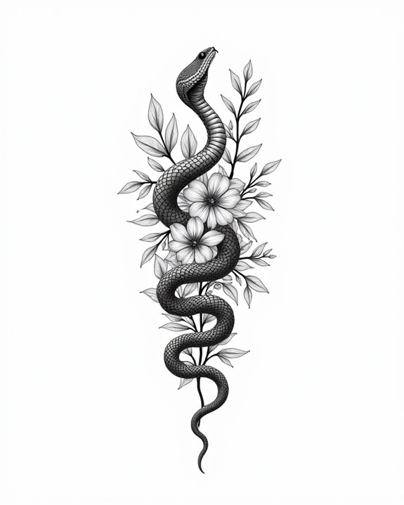 floral embellished snake artistry