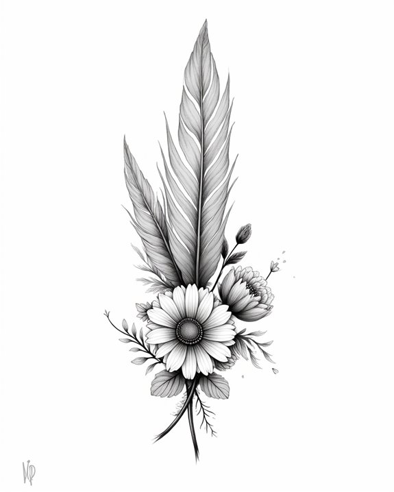 floral feather feminine elegance