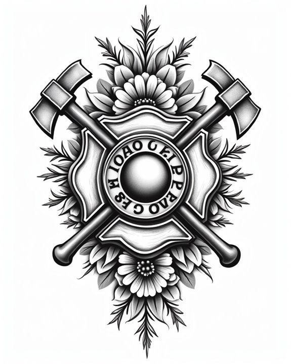 floral firefighter badge symbol