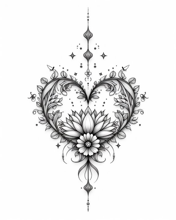 floral heart mandala symbol