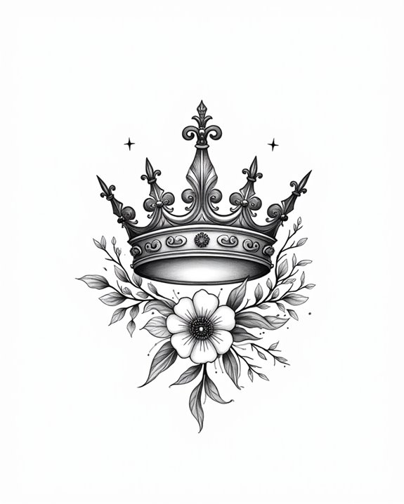 floral inspired crown tattoos