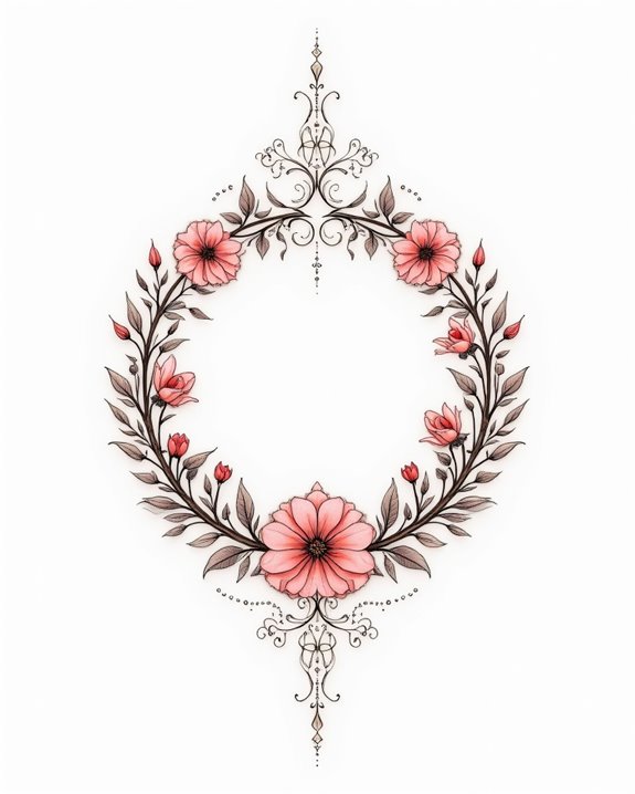 floral line art tattoos