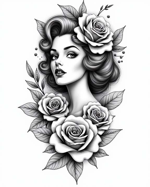 floral pinup with roses