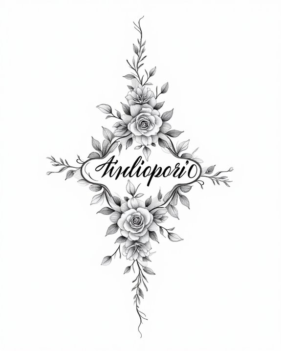 floral script tattoo elegance