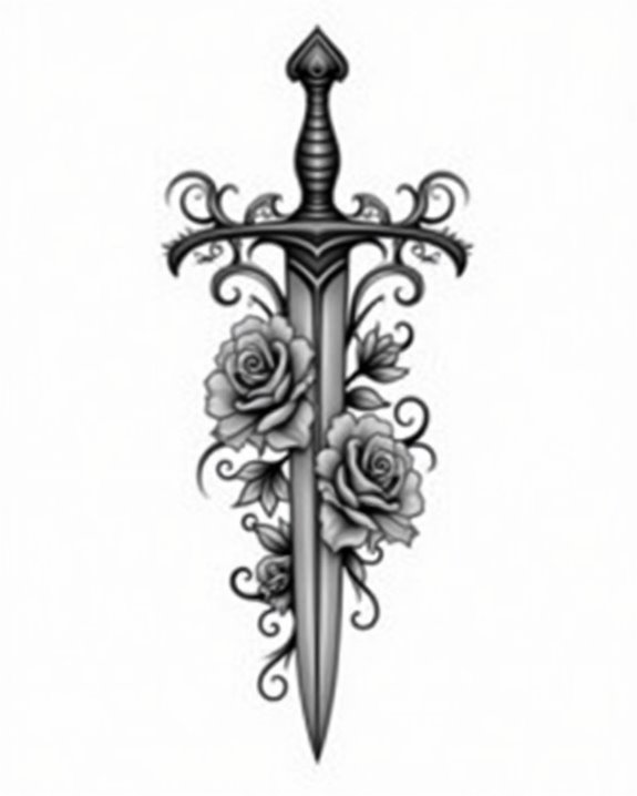 floral swirls dagger embellishment
