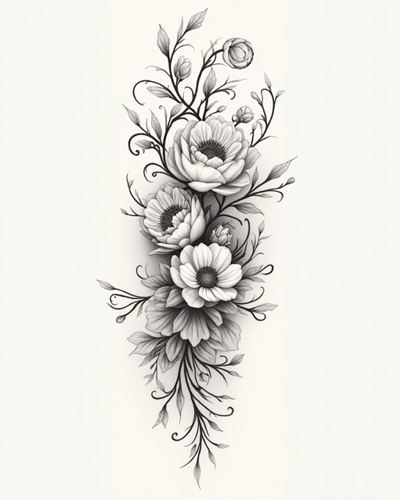 floral vines wrap around