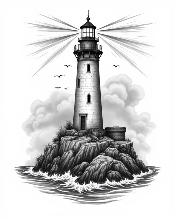 foggy lighthouse guiding sailors