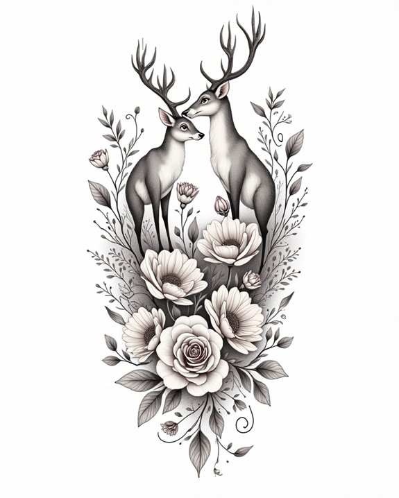 forest creatures with floral embellishments