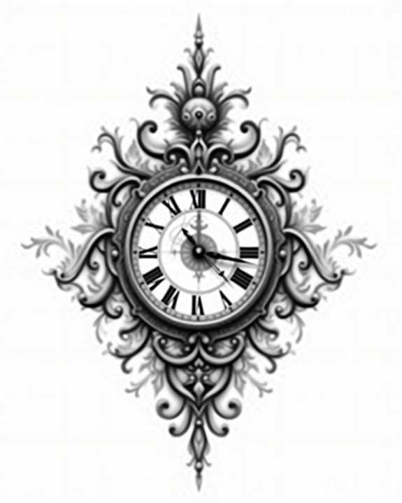 futuristic splash clock tattoo