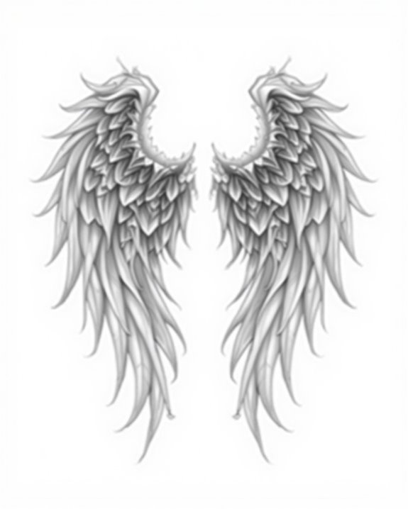 geometric angel wing tattoo