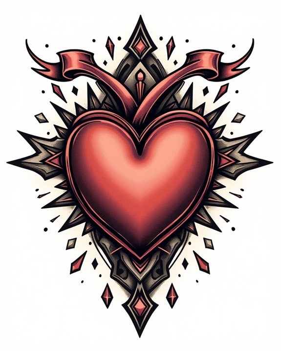 geometric heart tattoo design