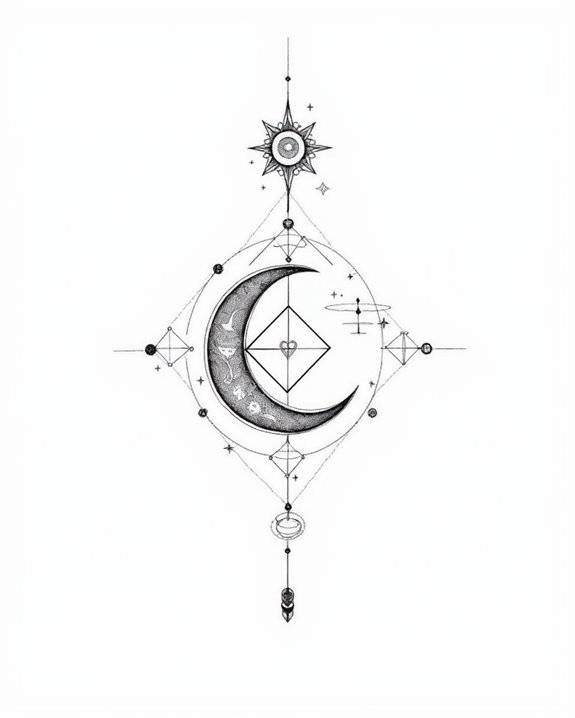 geometric moon tattoo design