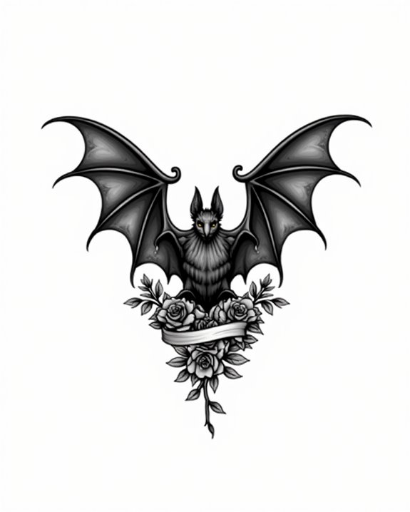gothic bat and roses