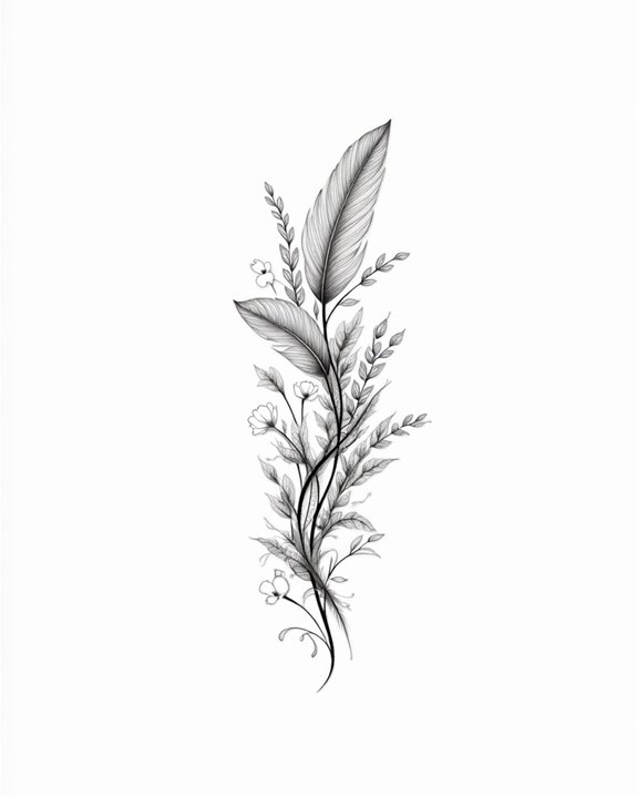 graceful feather bird tattoos