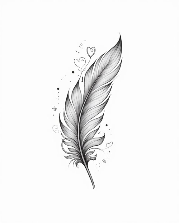 graceful feather love tattoo