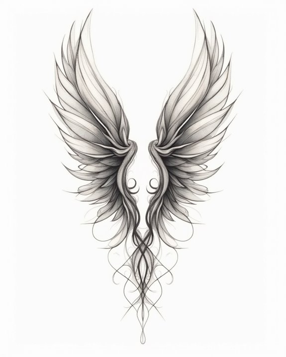 graceful feather wing tattoos